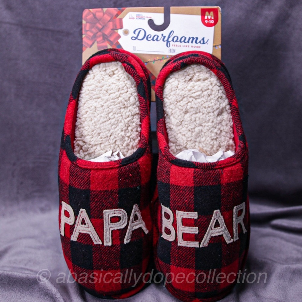 Papa Bear Plaid Slippers